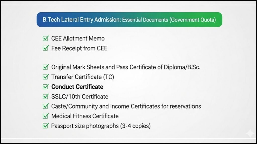 Essential Documents (Govt. Quota)