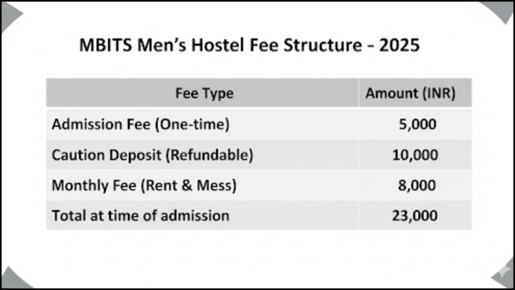 Men's Hostel Fee Structure